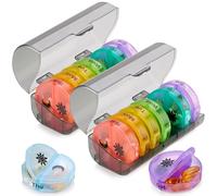 Organizador semanal de pastillas - 2 compartimentos para uso diario - Pastillero de 7 días AM/PM - Estuche portátil, duradero y práctico para pastillas de viaje para tabletas, paquete de 2