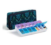 Organizador semanal de pastillas 2 veces al día, pastillero Zumd para 7 días con bonito estuche de tela acolchada con cremallera, pastillero de viaje Am Pm para organizador de medicamentos vitamínicos