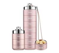 Organizador semanal de pastillas a prueba de humedad, Estuche organizador de pastillas de metal portátil, Pastillero de viaje impermeable apilable de 7 días, pastillero, compartimento