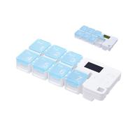 Organizador semanal de pastillas, apto para viajes, 17,2 x 7,3 x 2,5 cm, pastillero con recordatorio inteligente, que funciona con pilas, organizador inteligente de 7 días, para viajes escolares