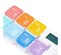 Organizador Semanal De Pastillas, Apto Para Viajes, 17,2x7,3x2,5 Cm, Pastillero Con Recordatorio Inteligente, Que Funciona Con Pilas, Organizador Médico Inteligente De 7 Días, Para Viajes Escolar