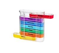 Organizador semanal de pastillas, caja de medicina familiar de 7 días | Caja de almacenamiento hermética para pastillas,Estuche compacto para planificador de medicamentos con 4 compartimentos para muj