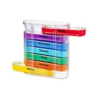 Organizador semanal de pastillas de 7 días, apilable suplemento 4 veces al día, organizador de pastillas de 28 compartimentos, calendario de viaje delgado para el hogar de 7 días