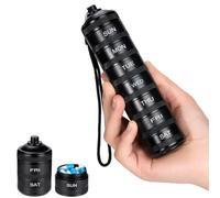 Organizador semanal de pastillas de metal, pastillero de viaje, pastillero impermeable, contenedor de pastillas de aleación de aluminio para 7 días, soporte portátil para medicamentos, suplementos