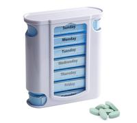 Organizador semanal de pastillas,Pastillero Semanal 7 Dias, Pastillero semanal 4 veces al día, Dosificador de Comprimidos con 28 Compartimentos, 13 x 11,5 x 4,5 cm