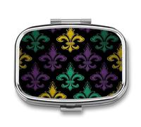 Organizador semanal de píldoras 3D Fleur De Lis Mardi Gras AM/PM. Organizador de píldoras de viaje portátil compacto e impermeable. Pastillero pequeño para soporte de medicamentos para vitaminas.