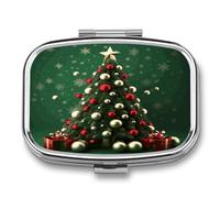 Organizador semanal de píldoras AM/PM con bola redonda para árbol de Navidad. Organizador de píldoras de viaje portátil y compacto resistente al agua. Pastillero pequeño para soporte de medicamentos