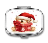 Organizador semanal de píldoras AM/PM con sombrero de Papá Noel, regalo y feliz Navidad. Organizador de pastillas de viaje portátil y compacto resistente al agua. Pastillero pequeño para soporte de