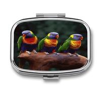 Organizador semanal de píldoras AM/PM de Rainbow Parrots. Organizadores de pastillas de viaje compactos y portátiles impermeables, pastillero pequeño para soporte de medicamentos para vitaminas.