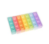 Organizador semanal de píldoras de 7 días con 28 compartimentos para 4 dosis diarias de medicamentos, estuche de plástico