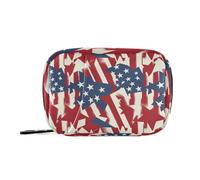 Organizador semanal de píldoras estilo banderas americanas con cremallera para viajes, contenedor de medicamentos, pastillero, 7 días, azul y rojo