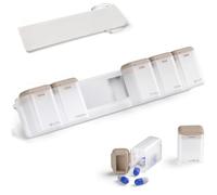 Organizador semanal de píldoras, magnético, extraíble, 7 días, 1 vez al día, pastillero de viaje, almacenamiento diario de píldoras, dispensador de medicamentos fácil de usar (marrón)