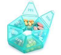 Organizador semanal de píldoras, organizador grande de 7 días, estuche de medicina diaria para vitaminas, aceite de pescado, suplementos, apto para artritis (cian, 1 unidad)