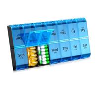 Organizador semanal de píldoras XL grande 2 veces al día, pastillero extra grande de 7 días Am Pm, organizador diario de medicamentos con 14 compartimentos, contenedor de píldoras de día y noche para