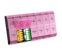 Organizador semanal de píldoras XL grande 2 veces al día, pastillero extra grande de 7 días Am Pm, organizador diario de medicamentos con 14 compartimentos, contenedor de píldoras de día y noche para