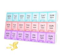 Organizador semanal grande de píldoras 3 veces al día, pastilleros de viaje, contenedor de pastillas a prueba de humedad para 7 días, portátil para píldoras, vitaminas, suplementos de aceite de
