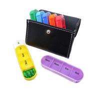 Organizador semanal grande de píldoras, bonito organizador de pastillas para bolso, de compartimentos de viaje, portátil de piel sintética, pastillero grande semanal, para bolso de bolsillo