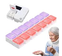Organizador semanal inteligente de pastillas - Organizador digital de medicamentos de 11,89 x 2,87 x 0,98 pulgadas tabletas, suplementos, recordatorio con pilas | Pastillero de 14 compartimentos