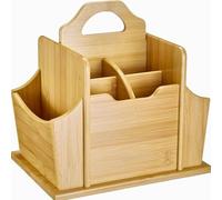Westmark Organizador Tapas + Friends práctico organizador de mesa con 7 compartimentos, cesta para cubiertos y servilletas, portautensilios para mesa y fiesta - bambú