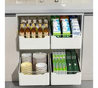 Organizador telescópico extraíble para cocina sin taladrar - Cajón metálico blanco extensible - Instalación sencilla - Perfecto para armarios, refrigeradores y baño - Ahorro de espacio - 25 cm ancho x