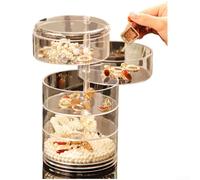 Organizador transparente multicapa con rotación de 360 grados para almacenamiento de joyas y accesorios, maximizando la eficiencia del espacio en encimeras (F)