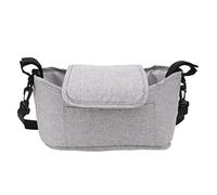 Organizador universal para cochecito beb¨¦, bolsa de almacenamiento grande 33,5 x 20 cm gris en tejido Oxford, con m¨²ltiples compartimentos, cierre a presi¨®n y dise?o ajustable para sillas de paseo