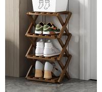 Organizador vertical de zapatos de bambú de 10 niveles para sala de estar, entrada, baño, duradero, plegable y elegante estante de flores.