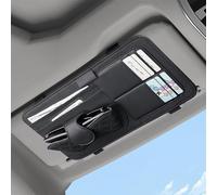 Organizador Visera Parasol para BMW M3 Touring G81 2022-2025 | Estructura de cuero suave. Múltiples compartimentos. Estuche de gafas. Ranuras de tarjetas. Cintas elásticas. 32x16 cm.