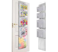Organizador y Almacenamiento Sobre la Puerta, Contenedor Colgante para Juguetes con 4 Bins Removibles en Gris, Estante para Guardar Peluches, Caja para Sala de Niños, Baño, Dormitorio y Alacena