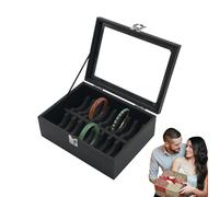 organizadora de brazaletes, 24 x 9 x 9 cm, de almacenamiento de joyas de piel sintética a prueba de polvo, bandeja transparente para organizar pulseras, relojes y collares