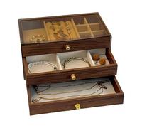 organizadora de joyas, de madera multicapa, organizador de almacenamiento de joyas con compartimentos elegantes, para mujeres, madres y niñas, armario del hogar, tocador, accesorio de sala