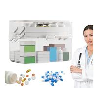 Organizadora De Medicina Familiar - Estuche De Almacenamiento De Doble Capa De Pp, Contenedor Multiusos Con Asa Plegable, Organizador De Refrigerios Cosméticos Para Medicamentos en El Hogar, Alma
