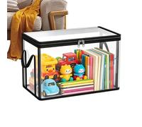 organizadora para libros, transparente, apilable, de gran capacidad, para guardar libros, carcasa de transparente, a prueba de polvo, juguetes, aperitivos, apuestas