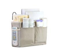Organizadores Colgantes para Cama,Cama Bolsillo Organizador,Cesta Colgante de Cabecera,Lona Bolsillo para Cama con Gancho de Hierro,para Dormitorio,litera(Gris)