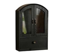 Organizadores compactos de almacenamiento de escritorio de madera Gabinete frontal de vidrio para cosméticos Suministros de oficina Diseño eficiente que ahorra espacio Caja de almacenamiento de de de