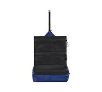 Organizadores de artículos de tocador colgantes compresibles para viajeros, bolsa de almacenamiento plegable con bolsillos separados, diseño a prueba de fugas, bolsa de aseo plegable ligera, azul