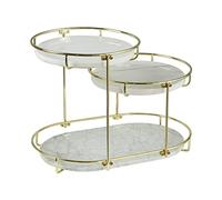 Organizadores De Cuidado De La Piel Partita de Almacenamiento cosmético de encimera Estante de múltiples Capas Cosmética Bandeja de mármol Encimera Organizadora De Maquillaje(White,M)