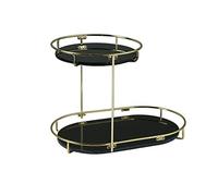 Organizadores De Cuidado De La Piel Partita de Almacenamiento cosmético de encimera Estante de múltiples Capas Cosmética Bandeja de mármol Encimera Organizadora De Maquillaje(Black,S)