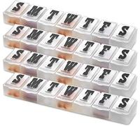 Organizadores de pastillas - Paquete de cuatro planificadores de pastillas semanales con letra negrita, para 28 días. Para suplementos medicamentos y vitaminas. Recordatorio diario de medicamentos par