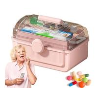 Organizadores de píldora personal | Portable Pill Storage Box with Handle | Multi-Layer Medicine Storage Box with Portable Handle | Travel-Friendly Pill Case | Ideal for Home, Bathroom, and Kitchen