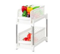 Organizadores para el hogar extraíbles,Organizador de gabinete extraíble,Organizador de cesta deslizante de doble capa | Organizador de almacenamiento de baño de 2 niveles, contenedor de