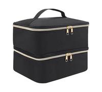 Organizadores portátiles de esmalte de uñas para botellas, almacenamiento ligero, compartimentos protectores de doble capa, bolsa de accesorios, organizadores de esmalte de uñas, Black, Talla única