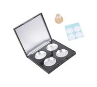 Organizadores profesionales de sombra de ojos de 4 ranuras con sartenes redondas de 26,5 mm, estuche de maquillaje portátil para mujeres y niñas, estuche de combinación de colores, Black, One Size
