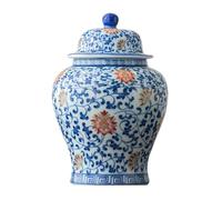 Organizadores y Almacenamiento de té, Tarro de Porcelana Azul y Blanca para almacenar té a Granel, Adornos Chinos Grandes, Botes de té de Cocina (un Color L)