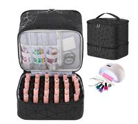 Organizadores y almacenamiento de uñas, estuche organizador de esmalte de uñas,Estuche de transporte con soporte para esmalte de de 2 capas con estuche para secador de | Tiene capacidad para