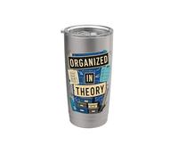 Organized In Theory Humor oficina Vaso térmico de acero inoxidable de doble pared