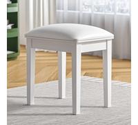 Organizedlife Taburete cuadrado de maquillaje, alta elasticidad, espuma de maquillaje, otomana, asiento de piano acolchado de cuero moderno para baño, dormitorio, blanco