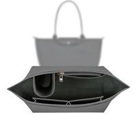 Organizer para Longchamp, Multi-Pocket Felt Handbag Organizer para Insertar Billetera, Sunshine Smile, Gris Claro, L-11*9.8*6.7in