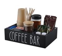 Organizzatore Caffetteria Per Piano Cucina,Porta Caffè in Legno con Divisori Amovibili - Cucina per Casa Tazze Sciroppi Bastoncini Mescolazione