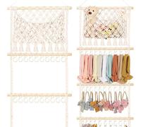 Organizzatore Di Fascie Per Capelli - Porta Boho Intrecciato Con Ganci, Da Parete Per Fasce, Fiocchi, Gioielli E Collane, Por Cámara Bambini E Ragazze